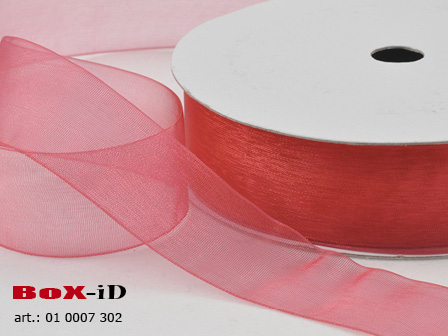 Organza woven edge Kleur 302 lichtrood 25mm x 25m